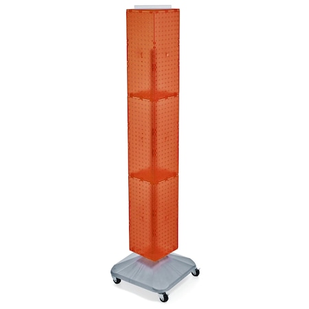 Azar Displays 4-Sided Pegboard Floor Spinner Rack w/ Wheels. Orange 8"W x 68"H 703390-ORG